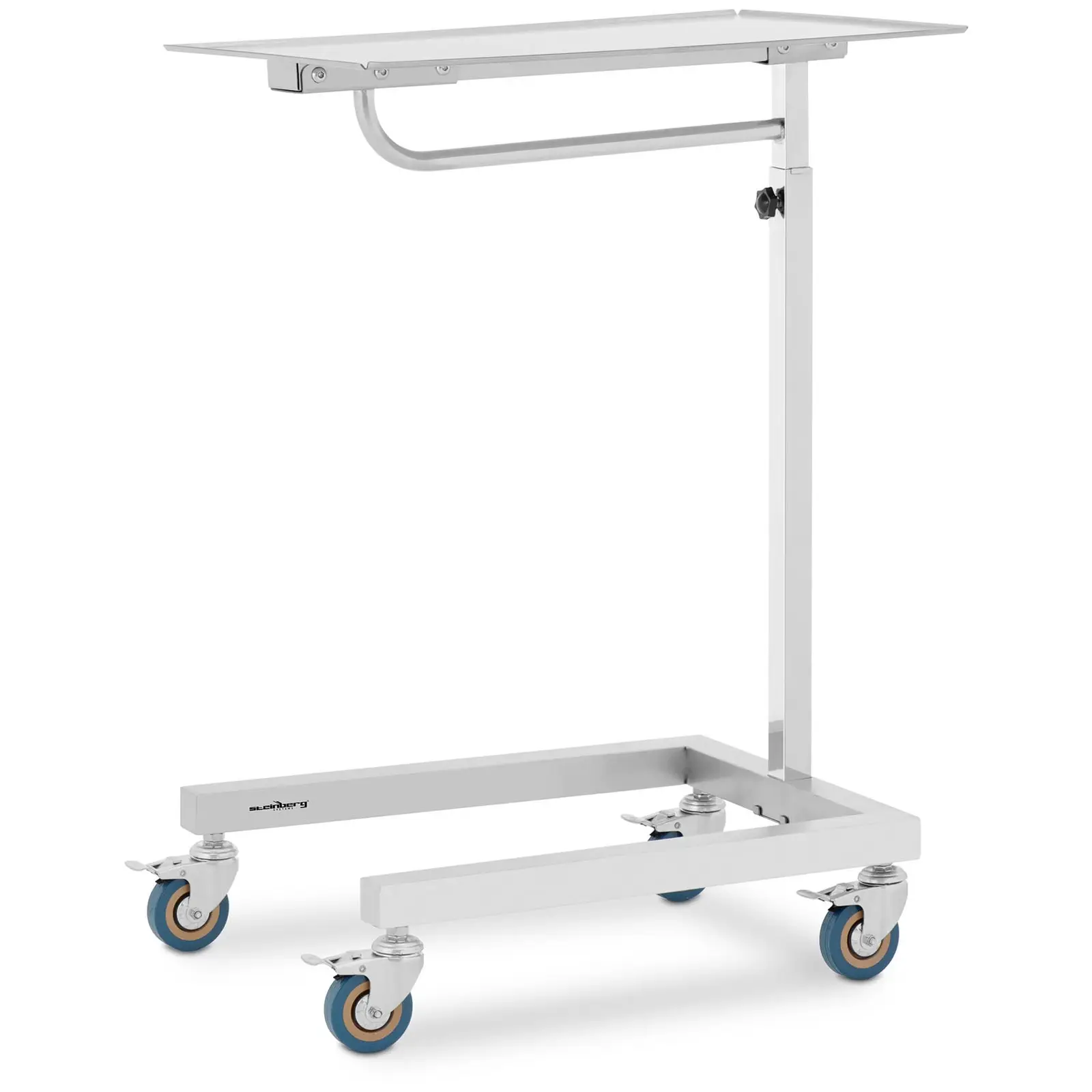 Prietaisų vežimėlis - 3 ratai - 60 x 40 mm - reguliuojamas aukštis - nerūdijantis plienas / guma