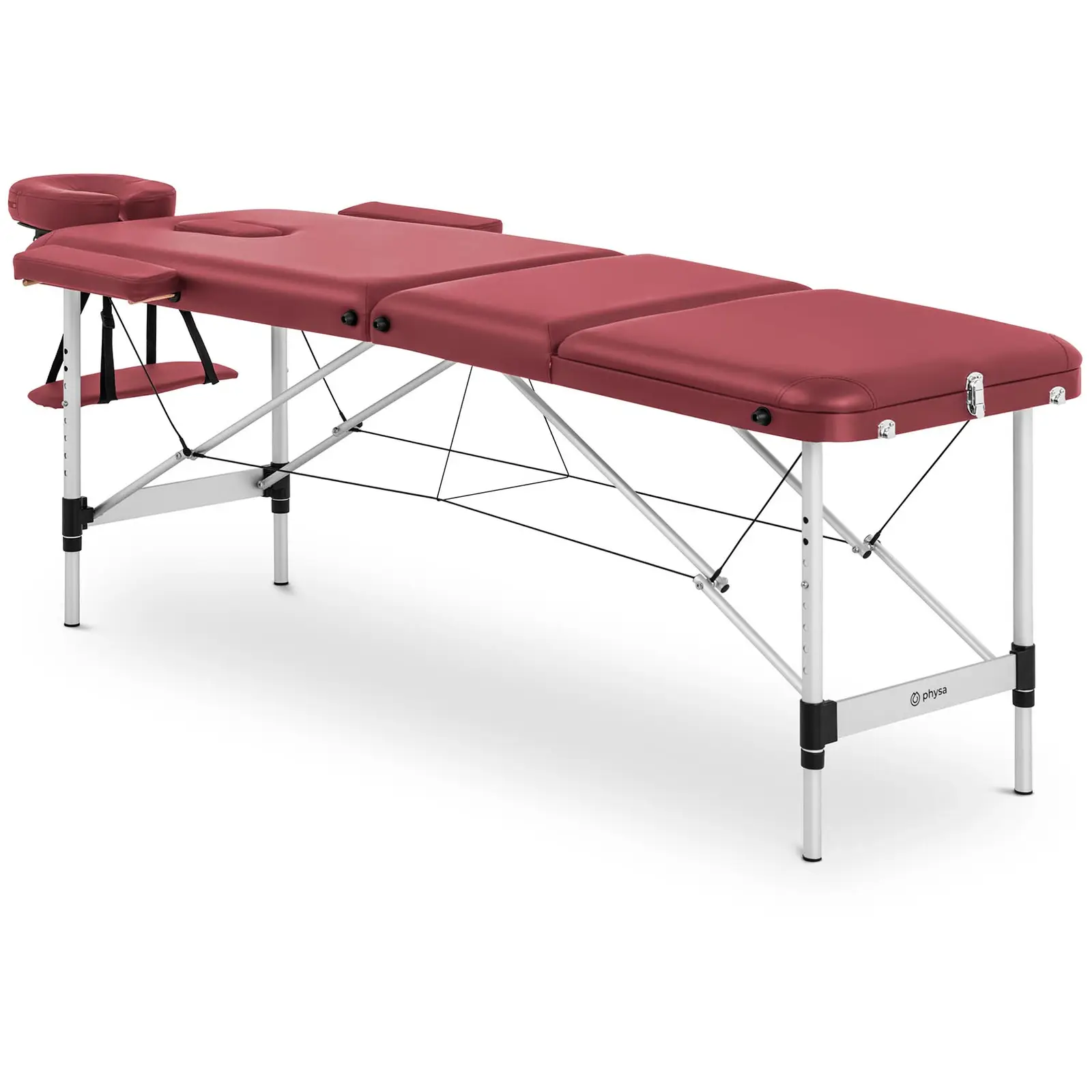 Sulankstomas masažo stalas - 185 x 60 x 60-81 cm - 180 kg - raudonas