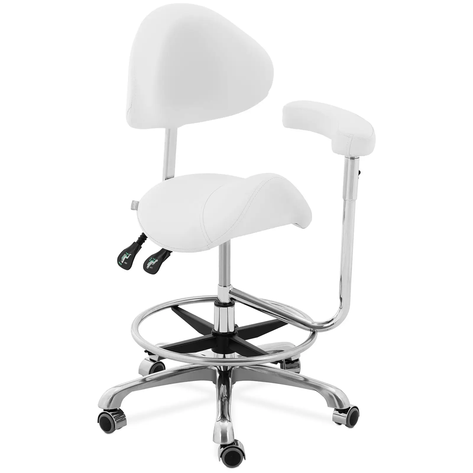 Balno formos kėdė su porankiu - reguliuojamas atlošo ir sėdynės aukštis - 51 - 61 cm - 150 kg - balta