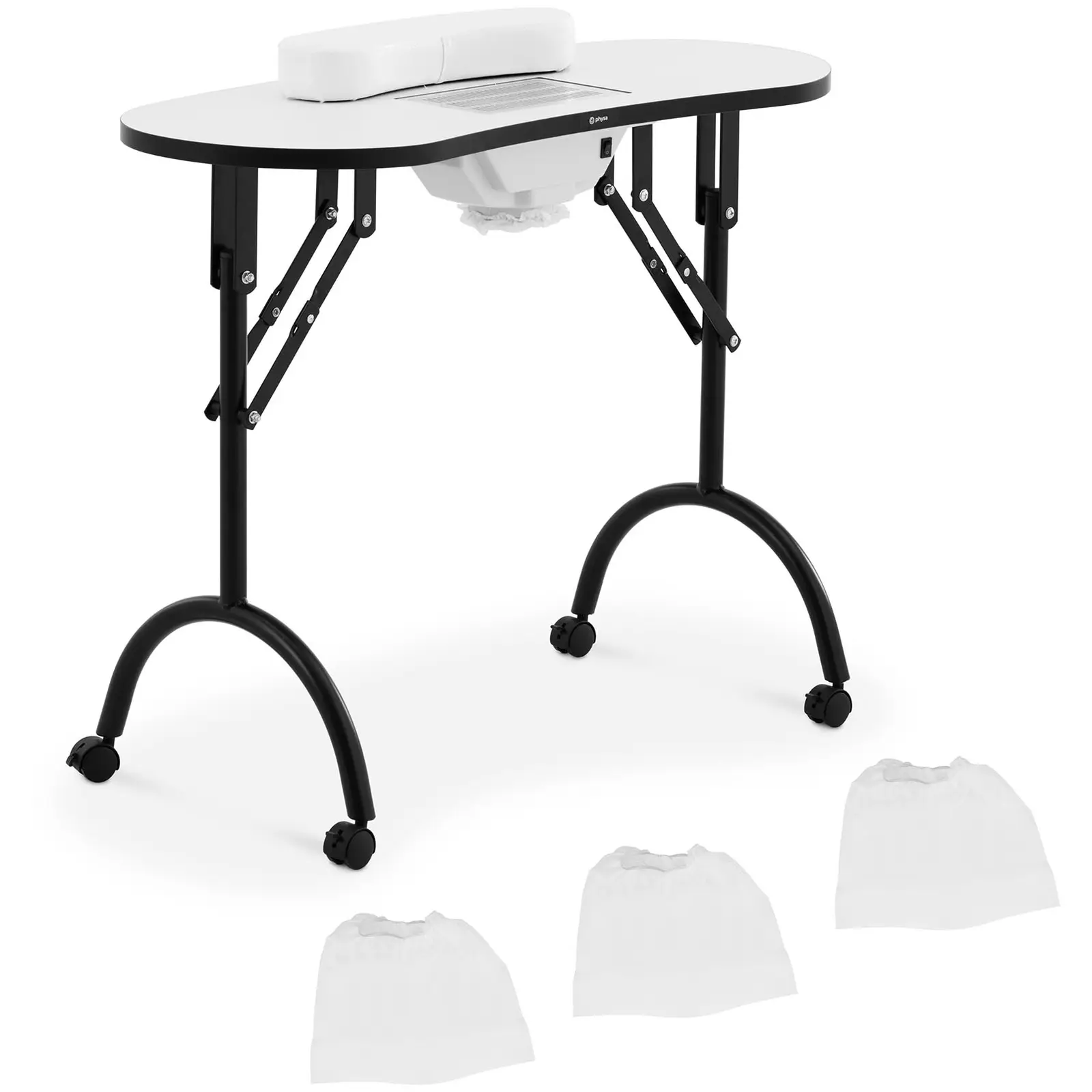 Manikiūro stalas - sulankstomas - baltas - 4 ratukai - ištraukimas