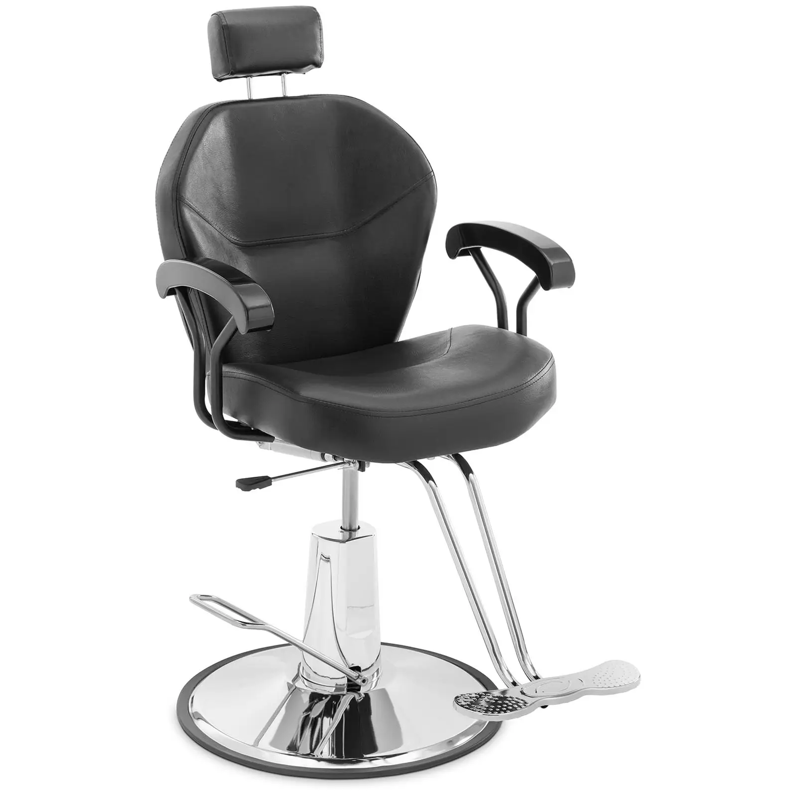 Grožio salono kėdė - galvos ir T formos kojų atramos - 52 - 64 cm - 150 kg - pakreipiama - juoda