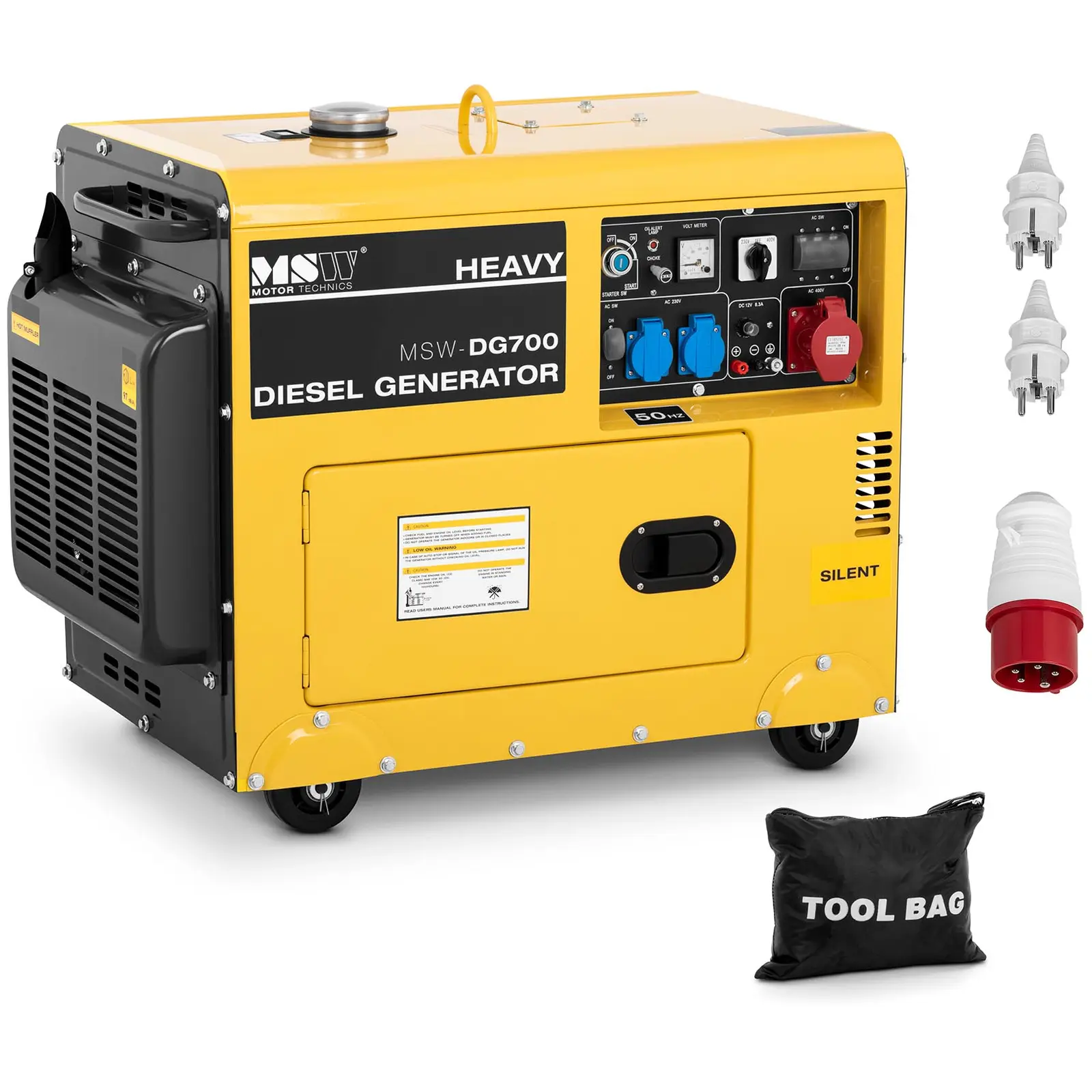 Avarinis generatorius 3 fazių tylus dyzelinis su elektriniu paleidimu - 5500 W - 7 AG - 14,5 l bakas - 230/400 V