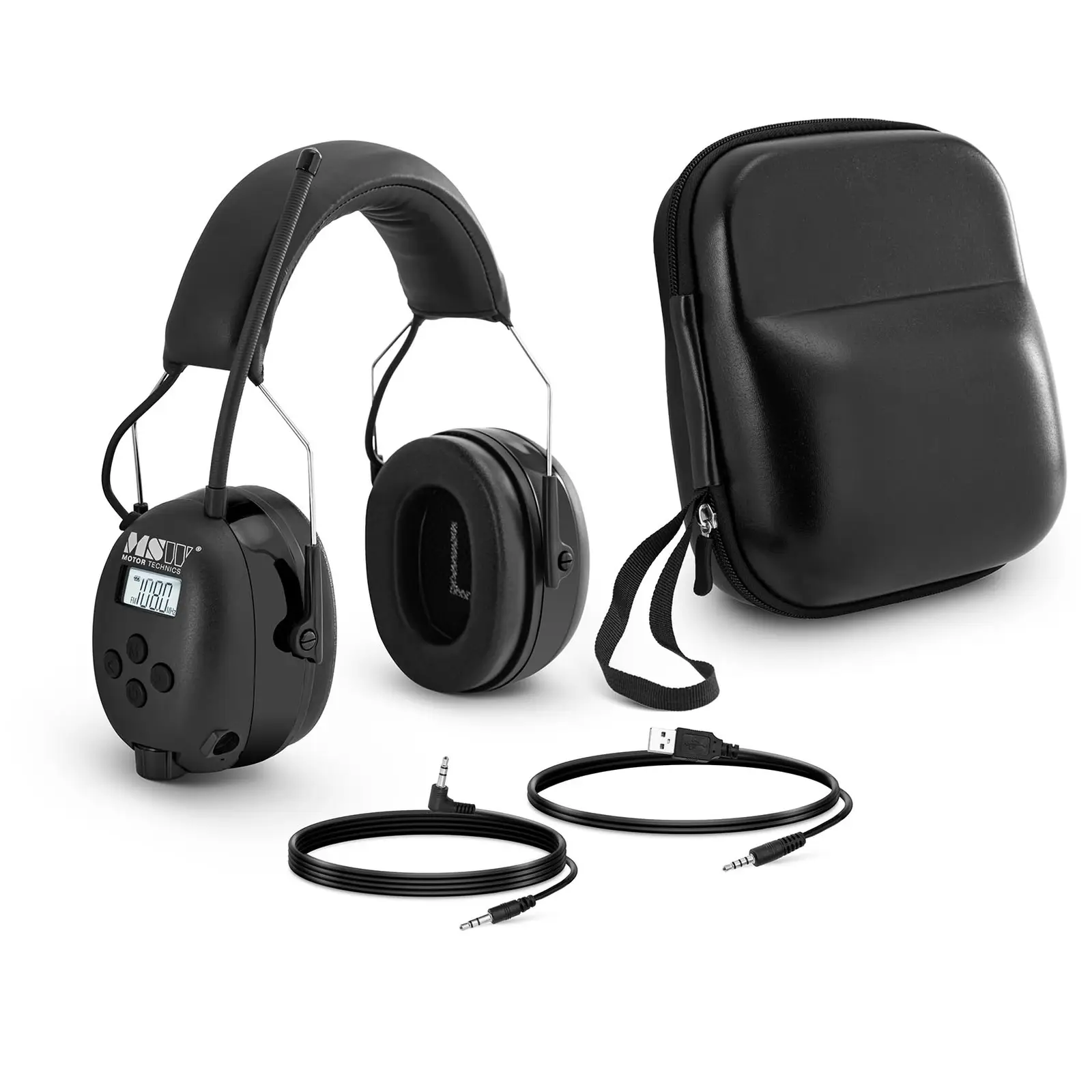 „Bluetooth“ triukšmą slopinančios ausinės – mikrofonas – LCD ekranas – įkraunama baterija – juoda