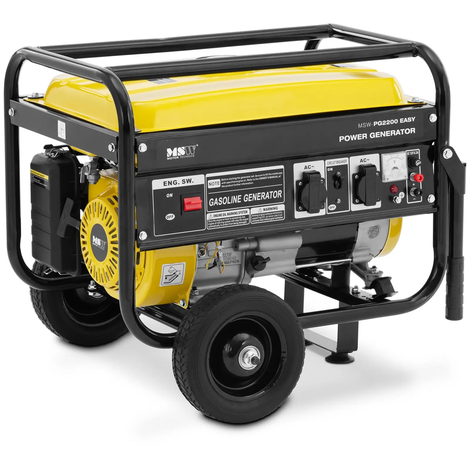 Benzino generatorius – 2200 W – 230 V AC / 12 V DC – rankinis paleidimas / elektra