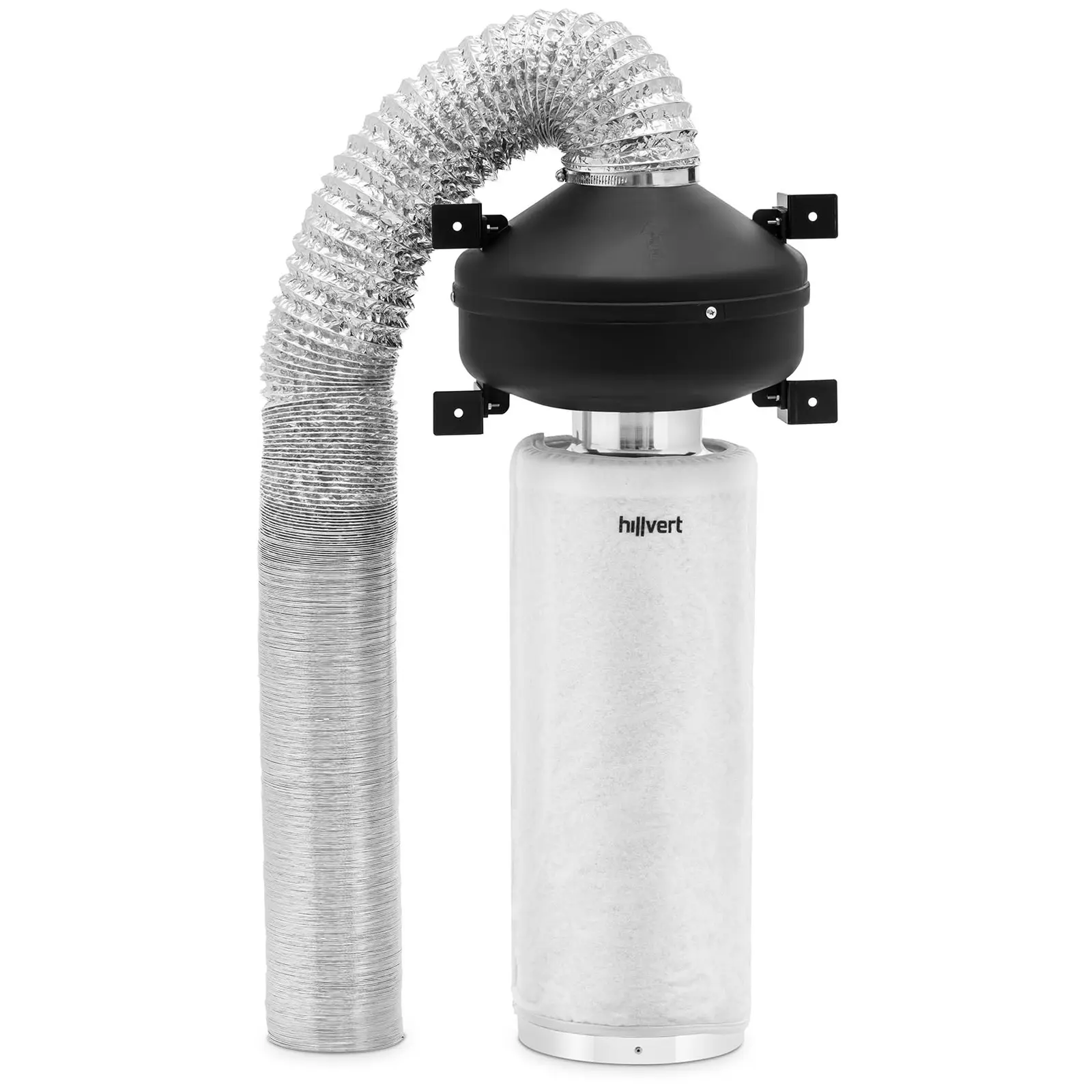 Oro filtro rinkinys - 50 cm aktyviosios anglies filtras / vamzdinis ventiliatorius / ištraukiamoji oro žarna - 249,6 m³/val. - Ø 102 mm išėjimo anga