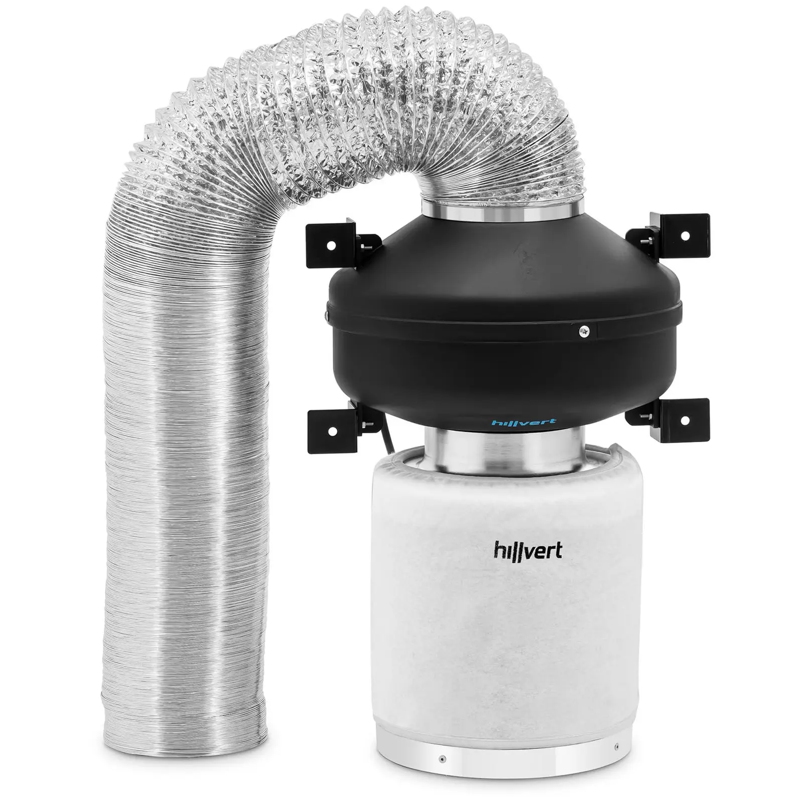 Oro filtro rinkinys - aktyvintosios anglies filtras / vamzdinis ventiliatorius / oro išmetimo žarna - 382,2 m³/val. - Ø 125 mm išėjimo anga