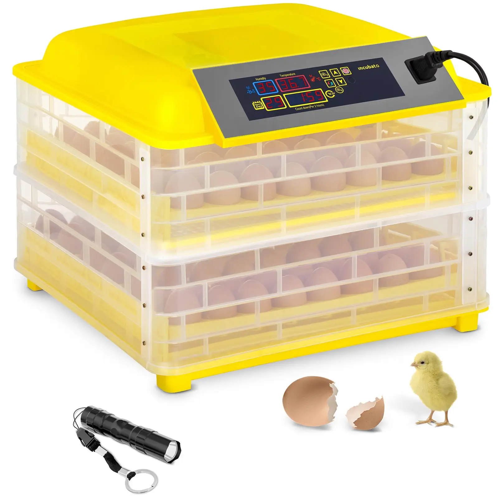 Kiaušinių inkubatorius - 112 kiaušinių - su kiaušinių testeriu - visiškai automatinis