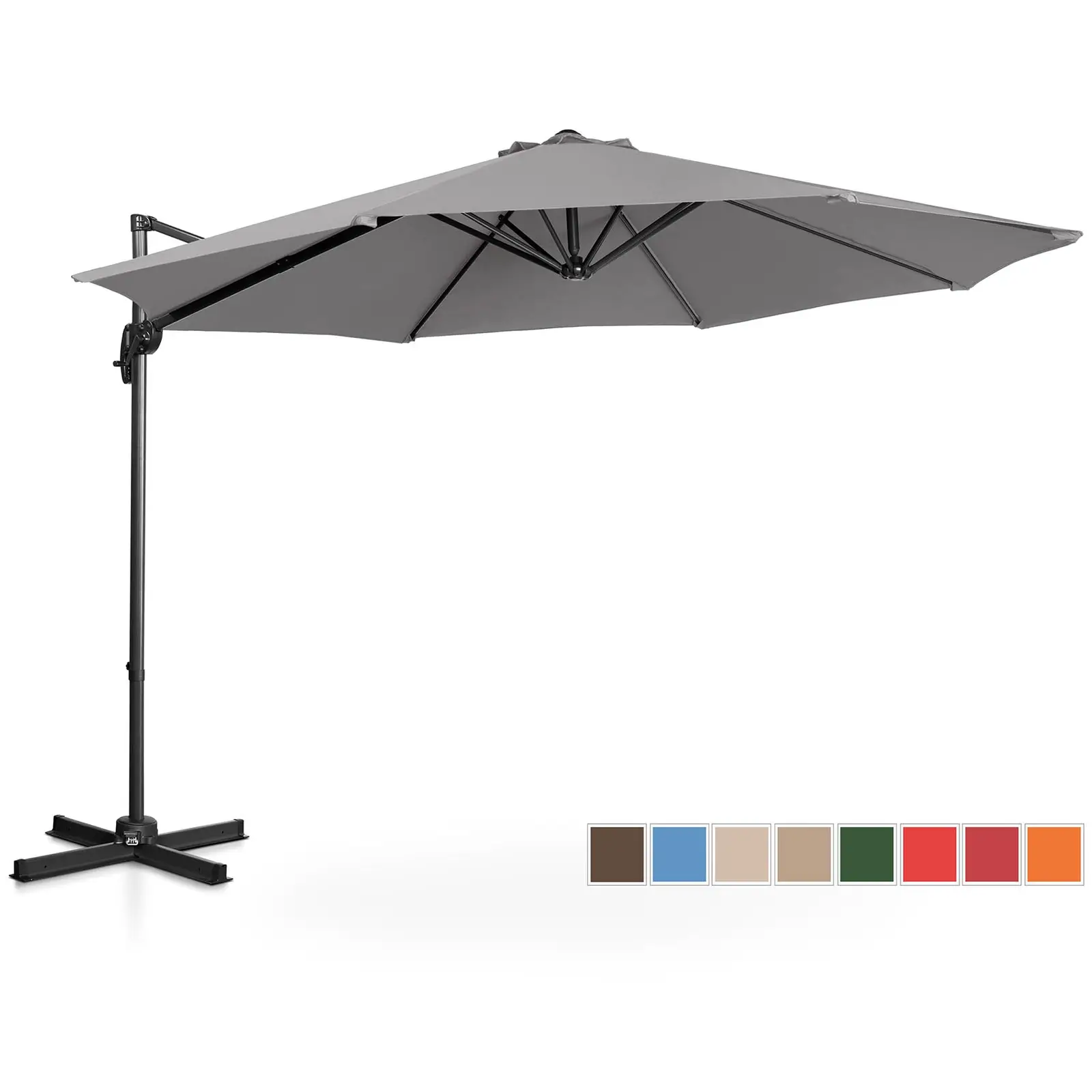 Sodo skėtis - tamsiai pilkas - apvalus - Ø 300 cm - pakreipiamas ir pasukamas