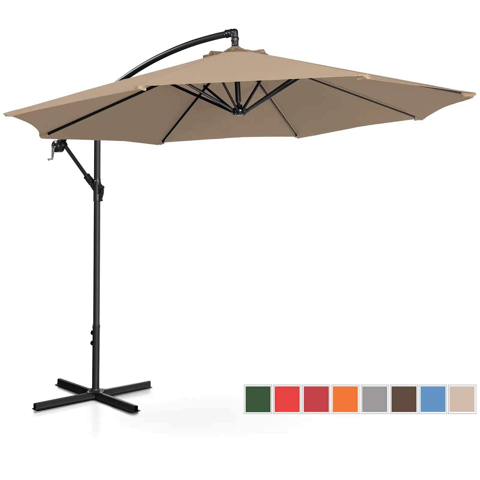 Pakabinamas skėtis - šviesiai rudos spalvos - apvalus - Ø 300 cm - pakreipiamas