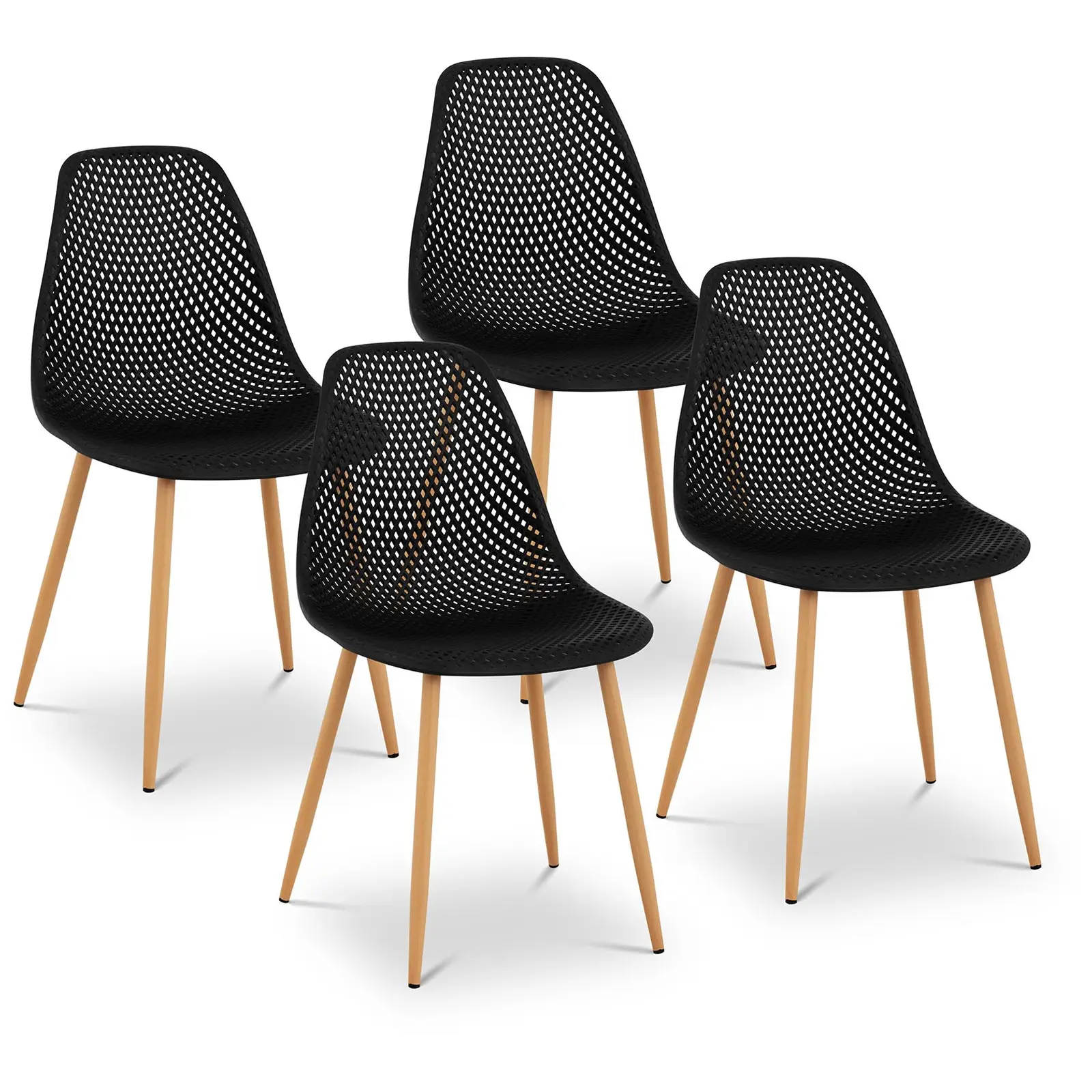 Kėdė - 4 vnt. rinkinys - iki 150 kg - sėdynės matmenys: 52 x 46,5 cm - juoda