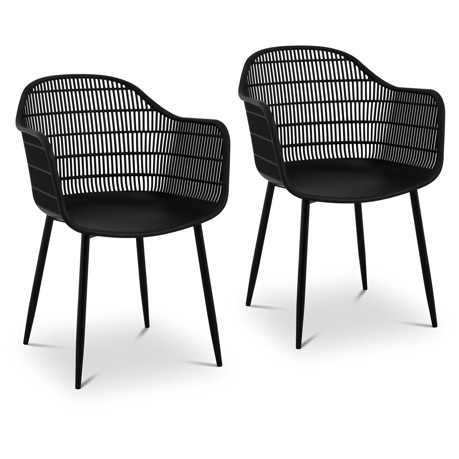 Kėdė - 2 vnt. rinkinys - iki 150 kg - sėdynės matmenys: 45 x 44 cm - juoda