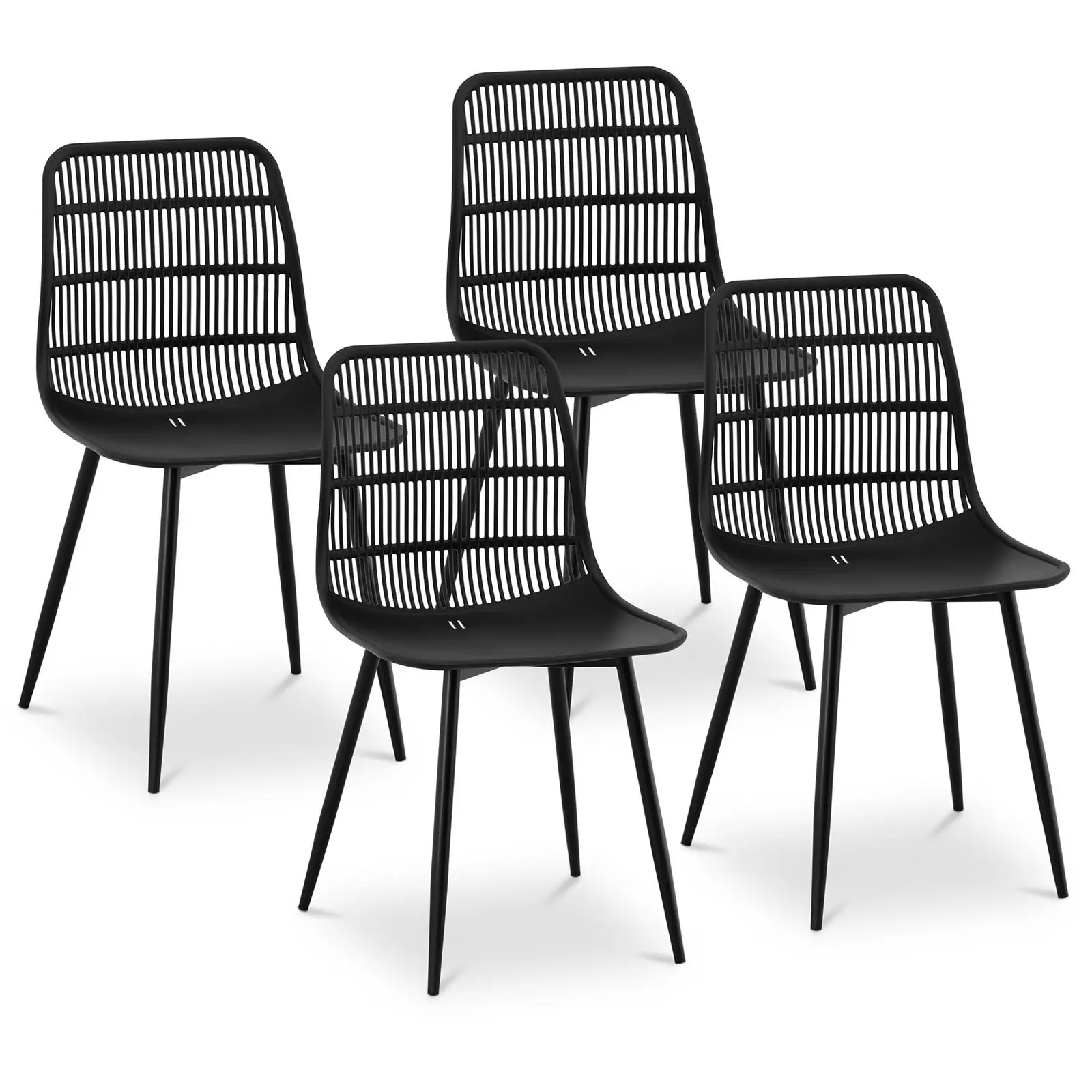Kėdė - 4 vnt. rinkinys - iki 150 kg - sėdynės matmenys: 46,5 x 45,5 cm - juoda