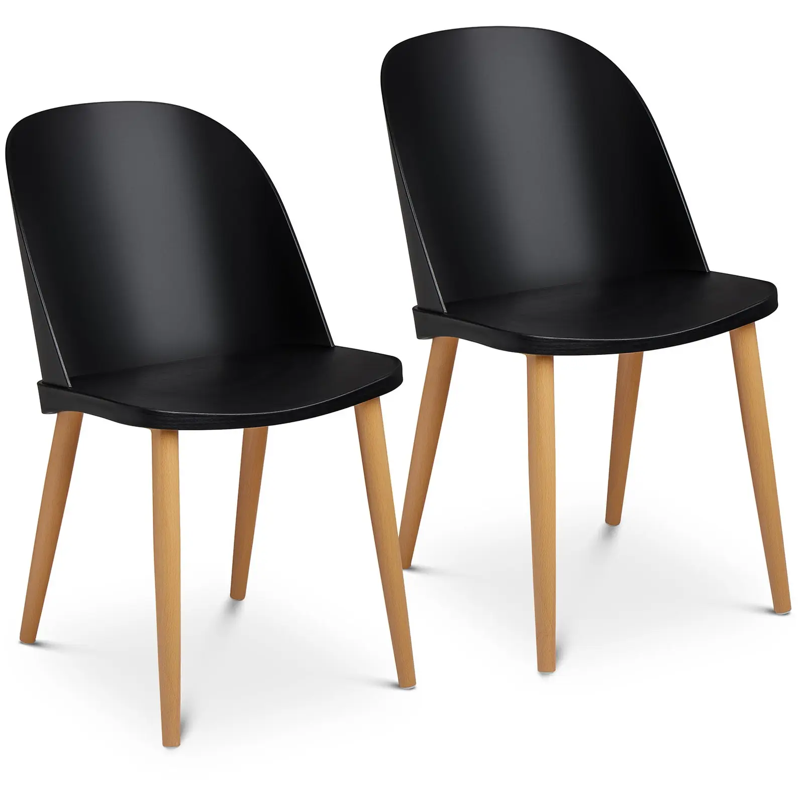 Kėdė - 2 komplektas - iki 150 kg - sėdynė 43,5 x 43 cm - juoda - skaidri nugara
