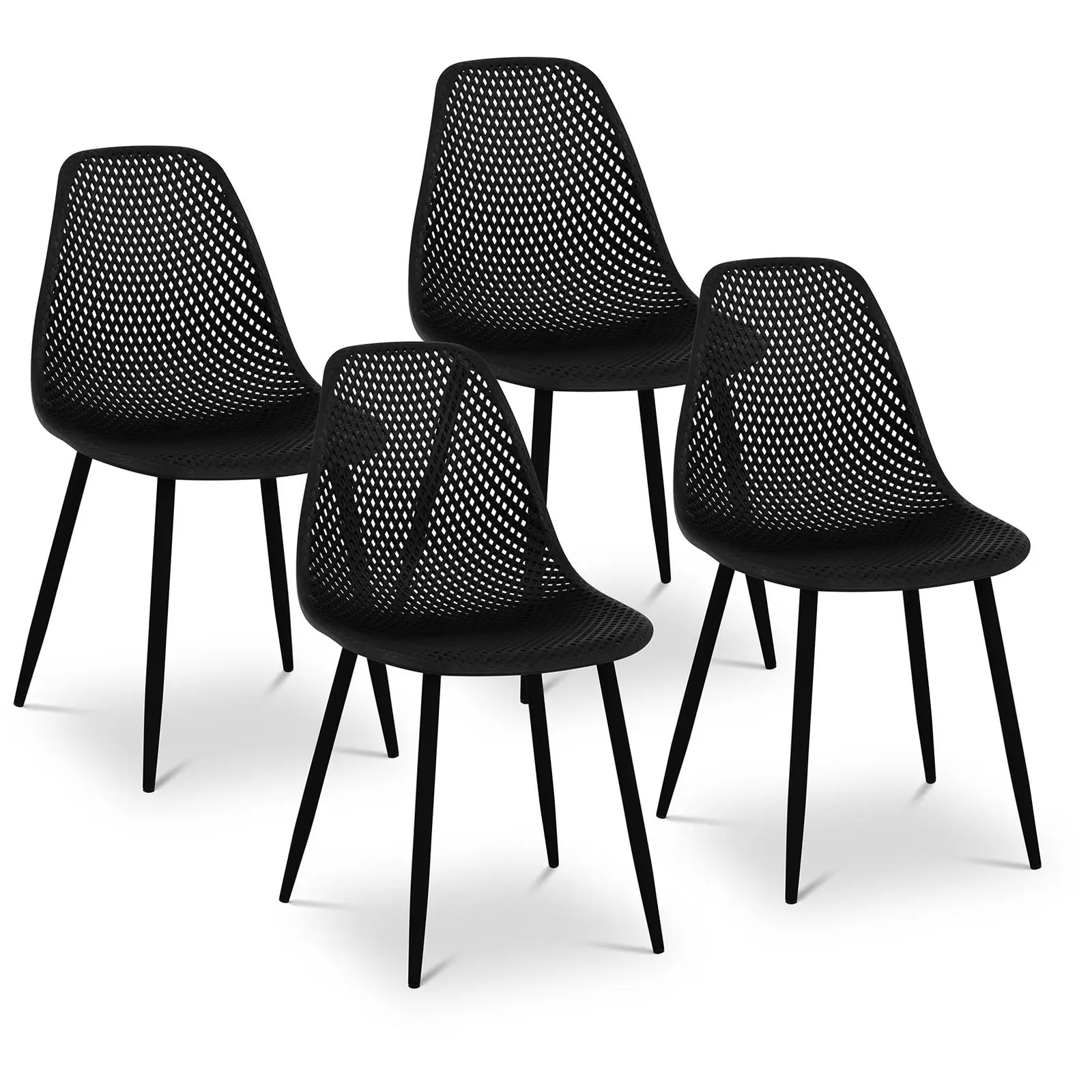 Kėdė - 4 vnt. rinkinys - iki 150 kg - sėdynės matmenys: 52 x 46,5 cm - juoda