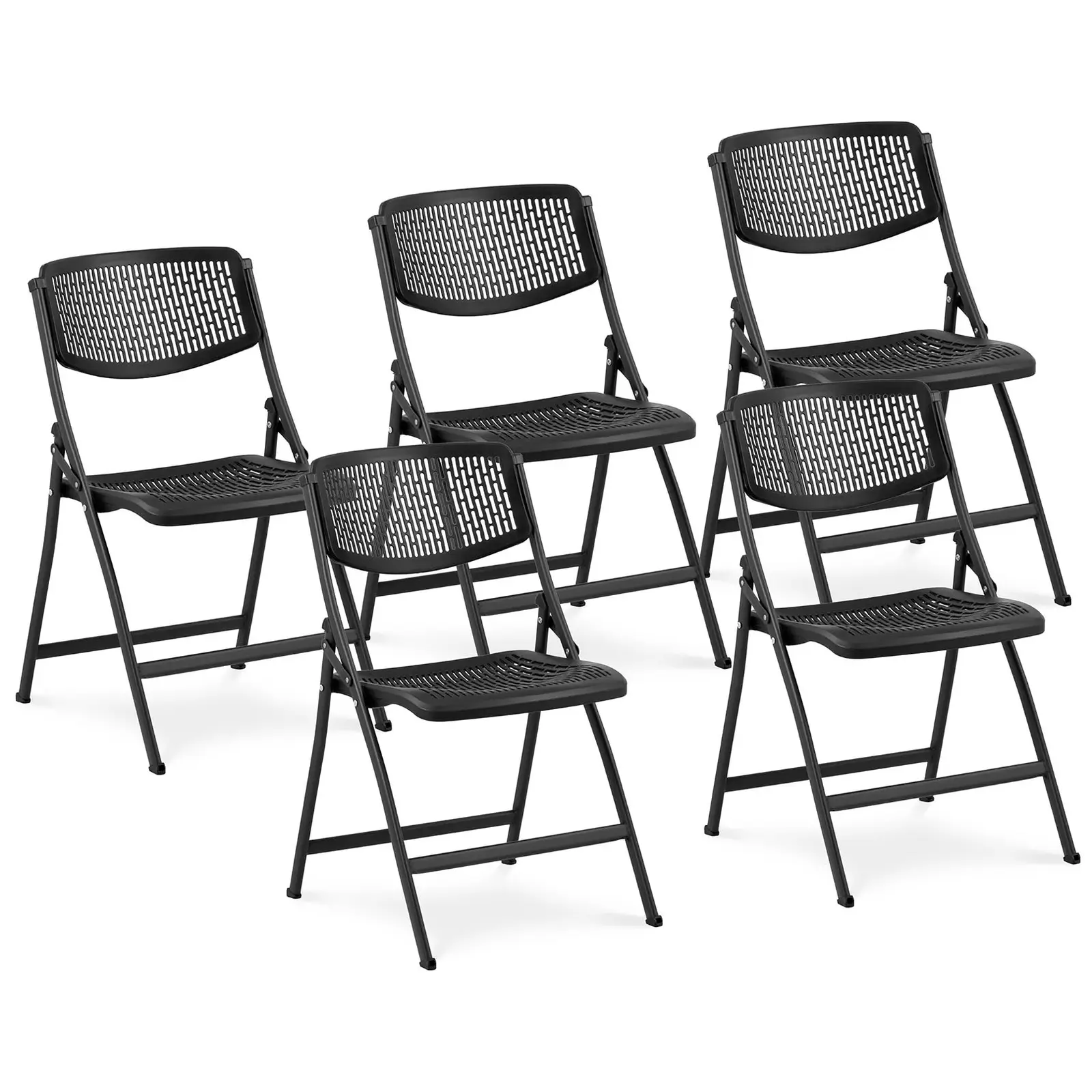 Kėdės - 5 vnt. rinkinys - iki 150 kg - sėdynės matmenys: 430x430x440 mm - juoda